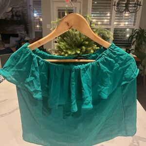 OLIVACEOUS Green Linen Ruffle V Neck Sleeveless Top Women's Size Medium NWOT